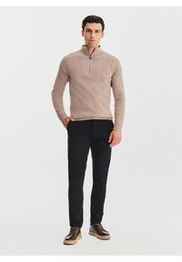 Pako Lorente - PAKO LORENTE - Beżowy sweter z rozpinaną stójką. Okazja: na co dzień. Typ kołnierza: kołnierzyk stójkowy. Kolor: beżowy, niebieski. Materiał: wełna, poliamid. Sezon: jesień. Styl: casual #8