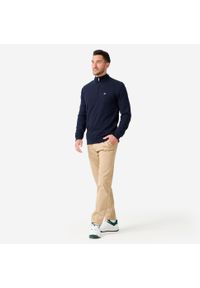 INESIS - Sweter do golfa męski wiatroszczelny MW500 z wysokim kołnierzem. Typ kołnierza: golf. Kolor: niebieski. Materiał: materiał, poliester, bawełna. Sport: golf