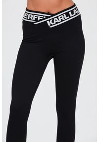 Karl Lagerfeld - KARL LAGERFELD Czarne damskie legginsy, Rozmiar L. Kolor: czarny
