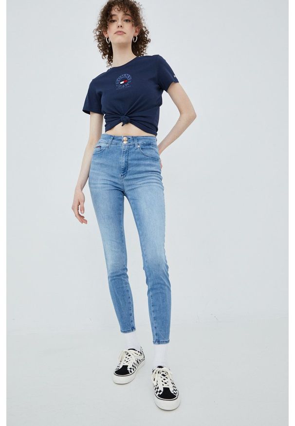 Tommy Jeans jeansy DW0DW12369.PPYY damskie high waist. Stan: podwyższony. Kolor: niebieski