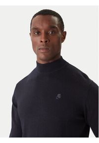 Karl Lagerfeld - KARL LAGERFELD Golf 655002 554399 Granatowy Slim Fit. Typ kołnierza: golf. Kolor: niebieski. Materiał: wełna #5