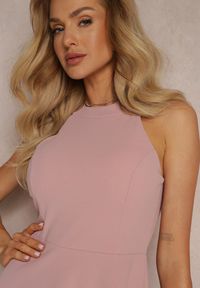 Renee - Ciemnoróżowa Taliowana Sukienka Rozkloszowana bez Rękawów Larirria. Kolor: różowy. Długość rękawa: bez rękawów #5