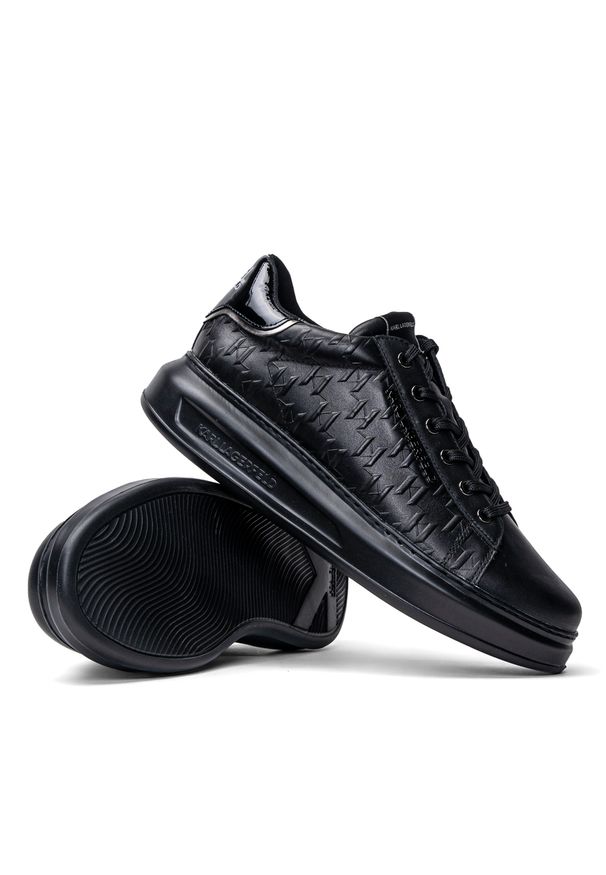 Sneakersy męskie czarne Karl Lagerfeld KAPRI Monogram Emboss. Kolor: czarny