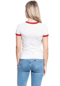 Wrangler - WRANGLER RINGER TEE DAMSKI T-SHIRT KOSZULKA NADRUK LOGO OFFWHITE W7385G202. Wzór: nadruk #5