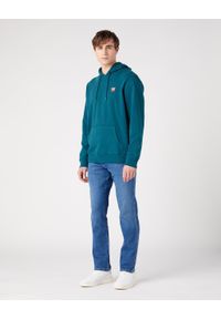 Wrangler - WRANGLER SIGN OFF HOODIE MĘSKA BLUZA Z KAPTUREM NIEROZPINANA DEEP TEAL W651I3G03. Typ kołnierza: kaptur #2