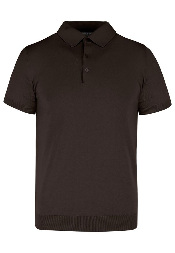 Volcano - Dzianinowa polówka O-MORO. Okazja: na co dzień. Typ kołnierza: polo. Kolor: brązowy. Materiał: dzianina. Wzór: moro. Styl: casual, elegancki, klasyczny
