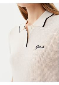 Guess Polo Polo sweater Beżowy Slim Fit. Typ kołnierza: polo. Kolor: beżowy. Materiał: wiskoza #5