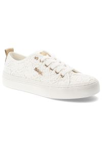 Trampki damskie Lee Cooper, cholewka z materiału tekstylnego koronkowego wiązanie z przodu metalowe oczka na grubszej podeszwie, białe, LCW-26-02-406. Okazja: na co dzień. Zapięcie: sznurówki. Kolor: biały. Materiał: materiał, koronka. Szerokość cholewki: normalna. Styl: elegancki, klasyczny, casual #1