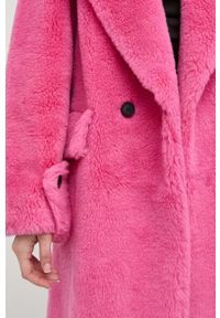 Miss Sixty płaszcz z domieszką wełny kolor fioletowy przejściowy oversize. Kolor: fioletowy. Materiał: wełna. Wzór: gładki. Styl: klasyczny #2