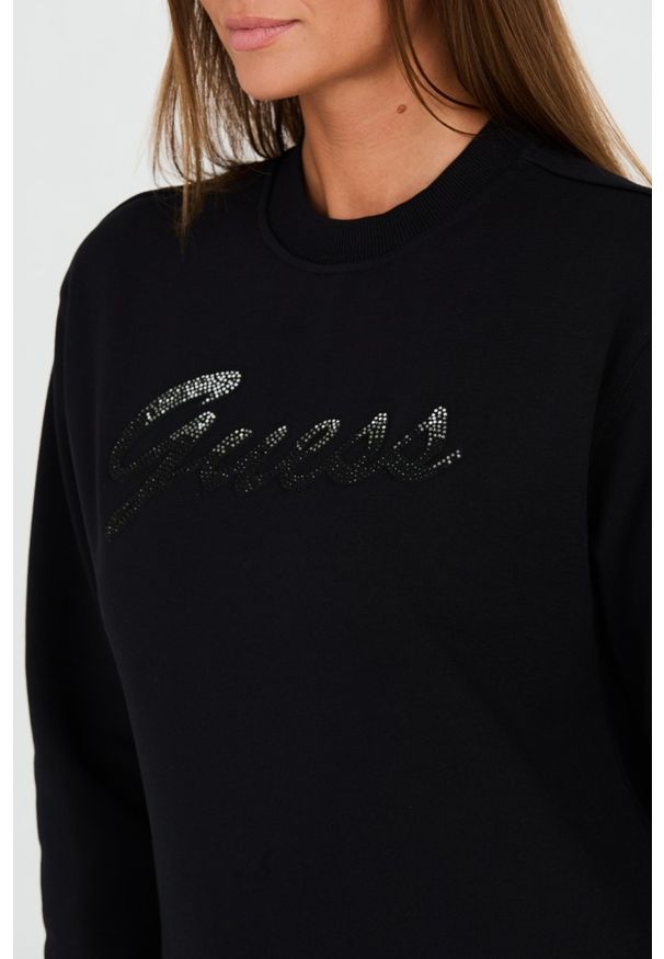 Guess - GUESS Czarna bluza z cyrkoniami. Kolor: czarny