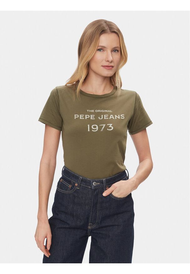 Pepe Jeans T-Shirt Harbor PL505743 Zielony Regular Fit. Kolor: zielony. Materiał: bawełna