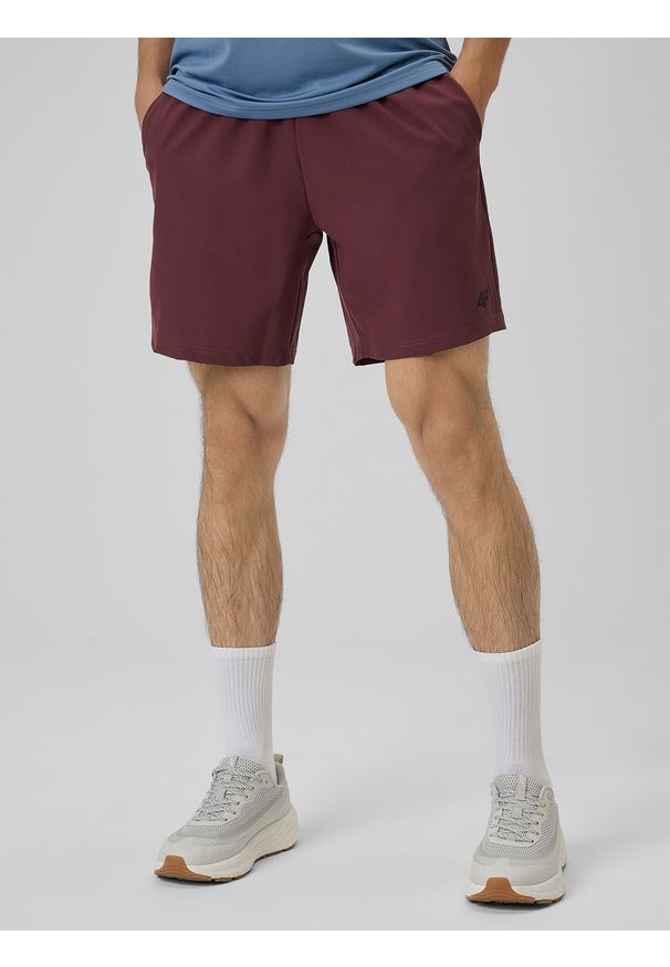 4f - 4F Spodenki treningowe szybkoschnące męskie - burgundowe L. Kolor: czerwony. Materiał: skóra, tkanina. Sport: fitness