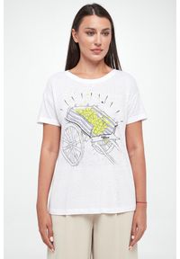 Armani Exchange - T-shirt damski lniany ARMANI EXCHANGE. Materiał: len