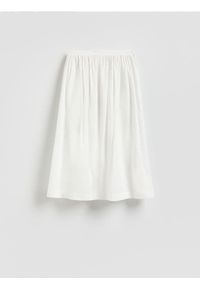 Reserved - Bawełniana spódnica midi - biały. Kolor: biały. Materiał: bawełna