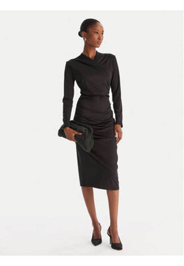 ACCESS FASHION Sukienka koktajlowa 54-3040-225 Czarny Slim Fit. Kolor: czarny. Materiał: syntetyk. Styl: wizytowy