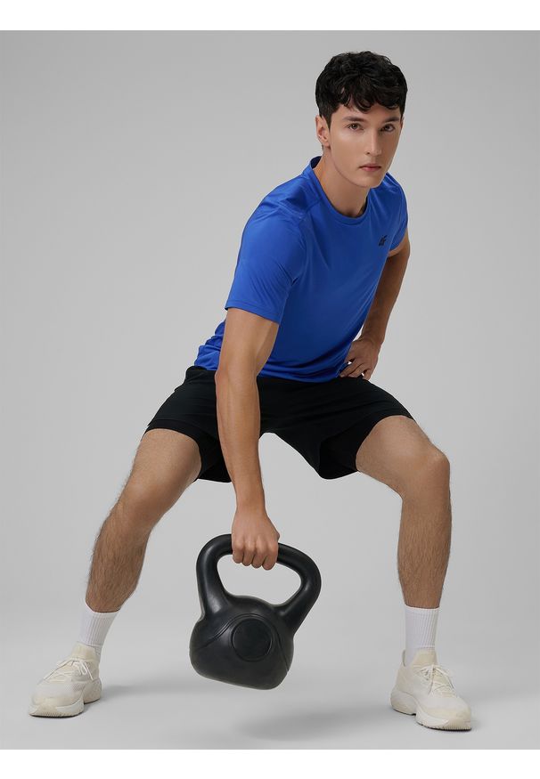 4f - 4F Koszulka treningowa regular szybkoschnąca męska - niebieska XXL. Kolor: niebieski. Materiał: skóra. Sport: fitness