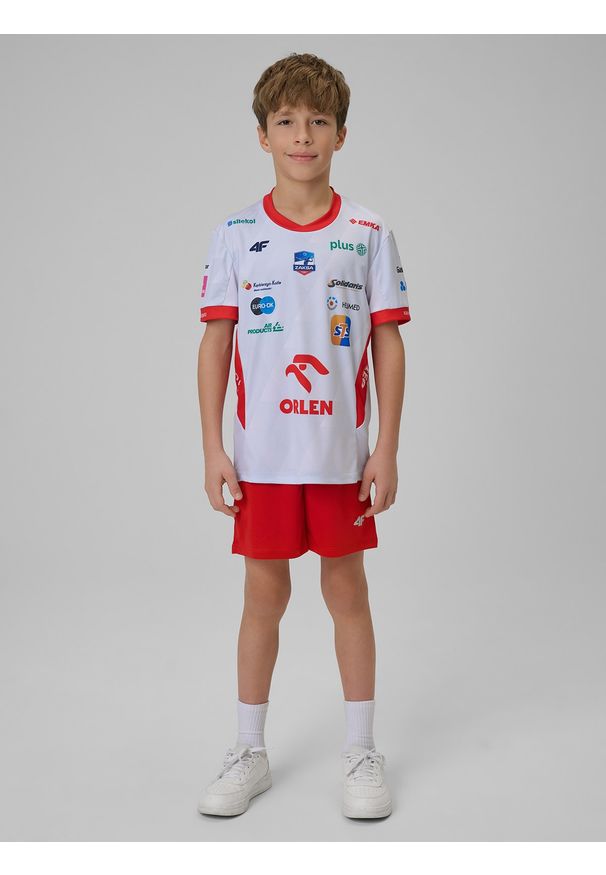4f - 4F Koszulka meczowa replika domowa z sezonu 2025-26 dziecięca 4F x ZAKSA Kędzierzyn-Koźle - biała 158/164 (12-14 lat). Okazja: do domu. Kolor: biały. Materiał: dzianina, materiał. Wzór: nadruk. Sezon: lato. Styl: młodzieżowy
