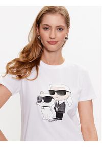 Karl Lagerfeld - KARL LAGERFELD T-Shirt Ikonik 2.0 230W1704 Biały Regular Fit. Typ kołnierza: dekolt w karo. Kolor: biały. Materiał: bawełna #5