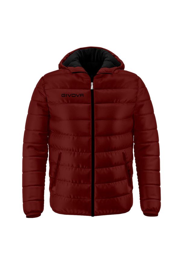 Kurtka sportowa Givova Olanda pikowana z kapturem — 3XL. Typ kołnierza: kaptur. Kolor: wielokolorowy, czerwony, brązowy. Sport: piłka nożna