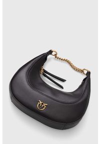 Pinko torebka skórzana kolor czarny. Kolor: czarny. Materiał: skórzane