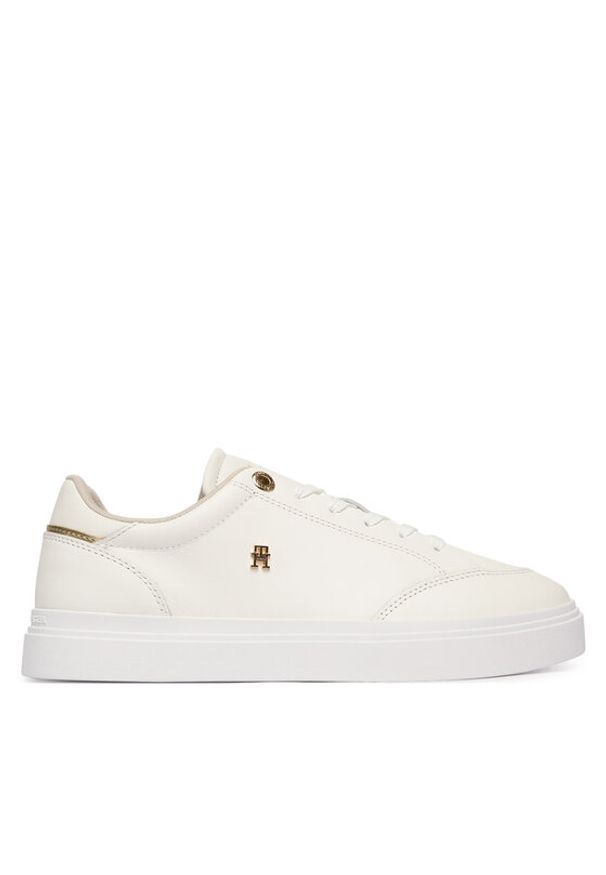 TOMMY HILFIGER - Tommy Hilfiger Sneakersy Th Chic Cupsole FW0FW09106 Écru. Kolor: kremowy. Materiał: skóra