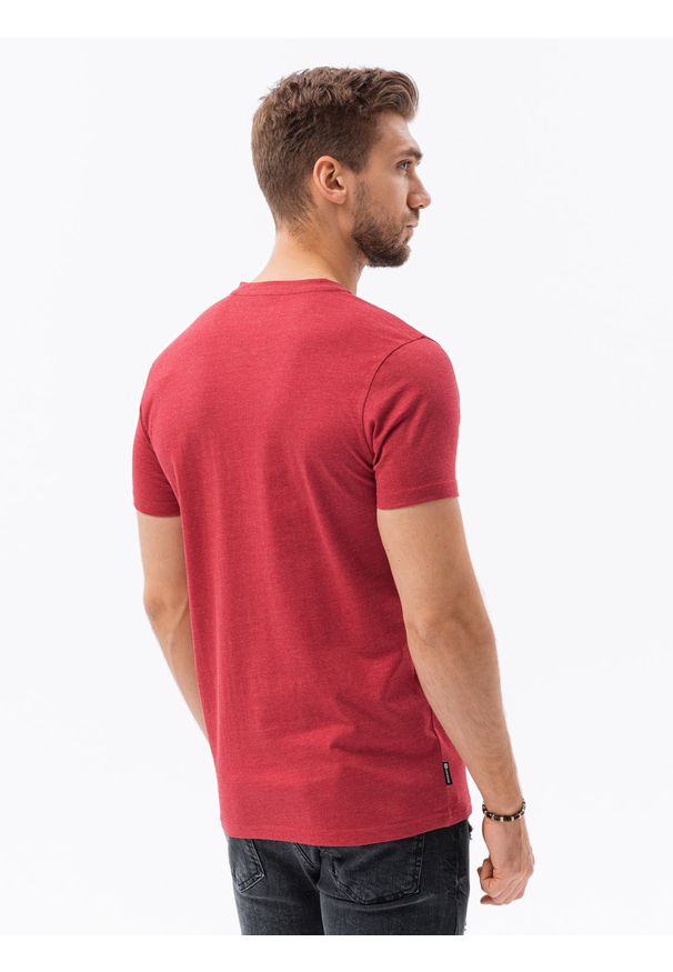 Ombre Clothing - T-shirt męski bez nadruku S1390 - czerwony - XXL. Typ kołnierza: polo. Kolor: czerwony. Materiał: bawełna, jeans, poliester
