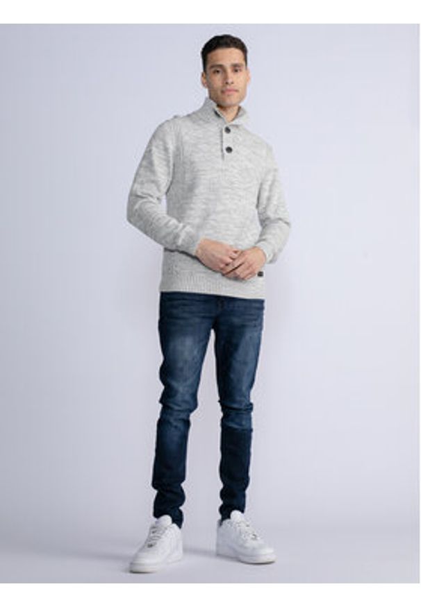 Petrol Industries Sweter M-3030-KWC206 Szary Regular Fit. Kolor: szary. Materiał: bawełna