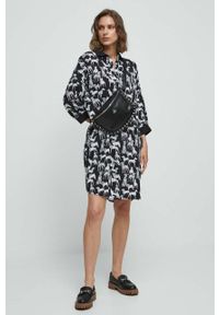 medicine - Medicine sukienka kolor czarny midi oversize. Kolor: czarny. Materiał: tkanina. Typ sukienki: oversize. Długość: midi #4