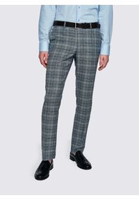 Pako Lorente - PAKO LORENTE – Szare spodnie garniturowe w granatową kratę. Kolor: szary, niebieski, wielokolorowy. Materiał: poliester, wiskoza, elastan #8