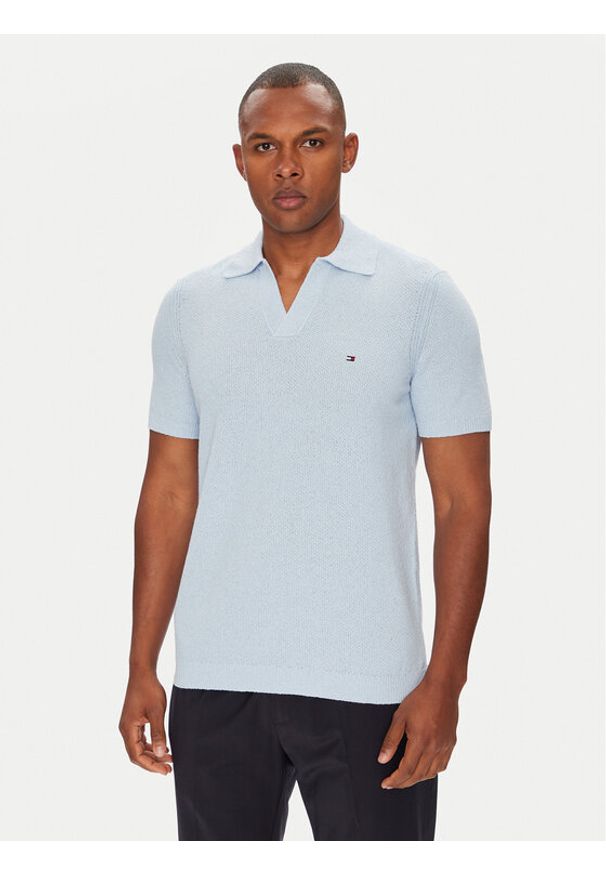TOMMY HILFIGER - Tommy Hilfiger Polo MW0MW39531 Błękitny Regular Fit. Typ kołnierza: polo. Kolor: niebieski. Materiał: syntetyk