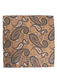 Poszetka Męska, Elegancka - Alties - Stare Złoto, Duże Paisley. Kolor: złoty, żółty, wielokolorowy. Materiał: poliester. Wzór: paisley