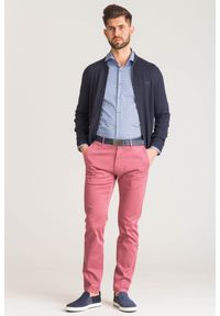 JOOP! Jeans - Różowe chinosy Joop Jeans Steen. Kolor: różowy. Materiał: skóra. Wzór: aplikacja #4