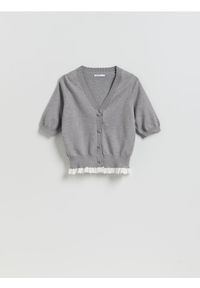 Reserved - Kardigan z ozdobnymi guzikami - szary. Kolor: szary. Materiał: dzianina, wiskoza #1