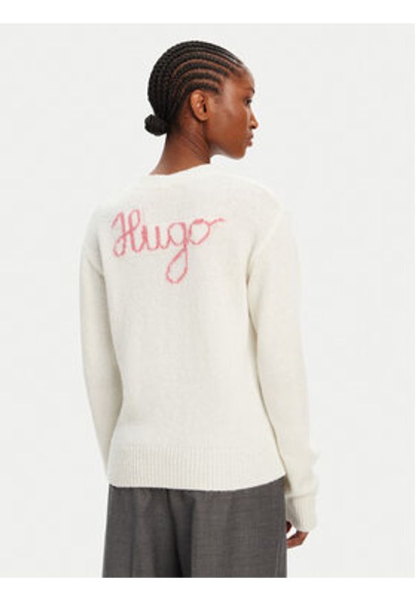 Hugo - HUGO Sweter Solanu 50545092 Écru Regular Fit. Materiał: wełna