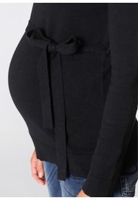 Sweter ciążowy z 100% bawełny, z wiązanym paskiem bonprix czarny. Kolekcja: moda ciążowa. Kolor: czarny. Materiał: bawełna #5