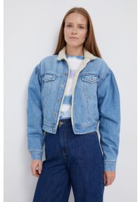 Pepe Jeans Kurtka jeansowa damska przejściowa oversize. Kolor: niebieski