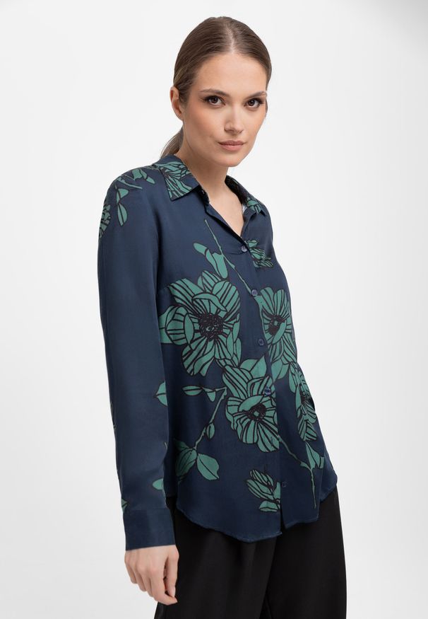 Volcano - Koszula w kwiaty K-ARMA. Okazja: do pracy. Materiał: wiskoza, materiał. Długość rękawa: długi rękaw. Długość: długie. Wzór: kwiaty. Styl: klasyczny