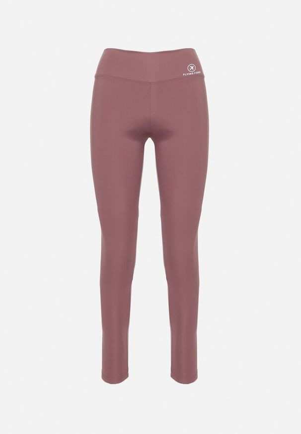 Born2be - Fioletowe Legginsy z Wysokim Stanem i Gumką w Pasie Bloelia. Stan: podwyższony. Kolor: fioletowy. Wzór: gładki