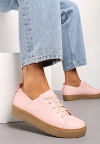 Born2be - Różowe Sneakersy Gorsey. Nosek buta: okrągły. Kolor: różowy. Materiał: materiał. Obcas: na platformie #4