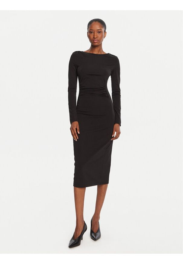 KAOS Sukienka koktajlowa Abiti RI1MA002 0001 Czarny Slim Fit. Kolor: czarny. Materiał: syntetyk. Styl: wizytowy