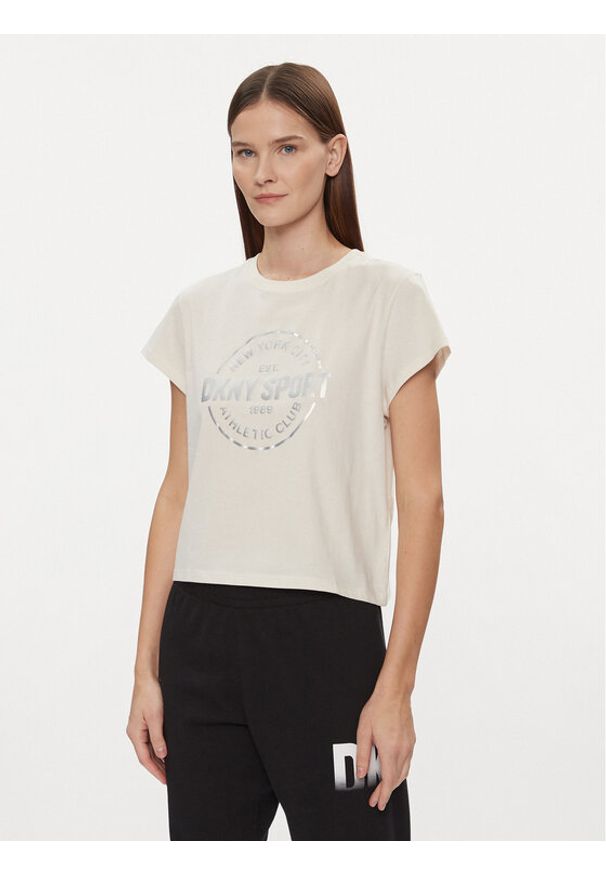 DKNY Sport T-Shirt DP3T9563 Beżowy Relaxed Fit. Kolor: beżowy. Materiał: bawełna. Styl: sportowy