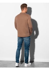 Ombre Clothing - Bluza męska rozpinana bez kaptura B1071 - brązowa - XXL. Typ kołnierza: bez kaptura. Kolor: brązowy. Materiał: poliester, bawełna #3