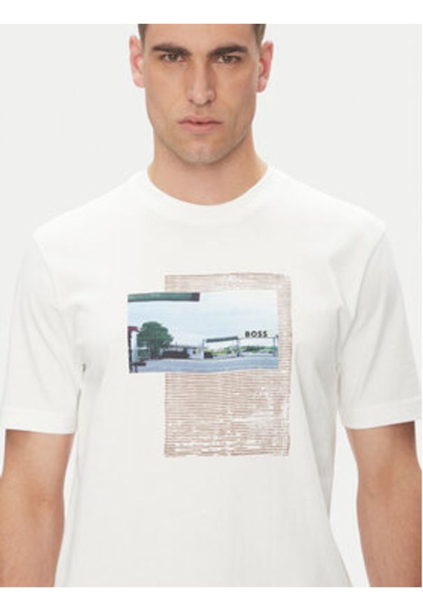 BOSS T-Shirt Te_Ontheway 50539180 Biały Regular Fit. Kolor: biały. Materiał: bawełna