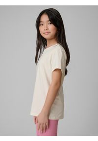 4f - 4F T-shirt regular gładki dziewczęcy - beżowy 164 (13-14 lat). Okazja: na spacer, na co dzień, na uczelnię. Kolor: beżowy. Materiał: dzianina, materiał, bawełna, skóra, jersey. Wzór: gładki. Sezon: lato. Styl: casual, klasyczny #2