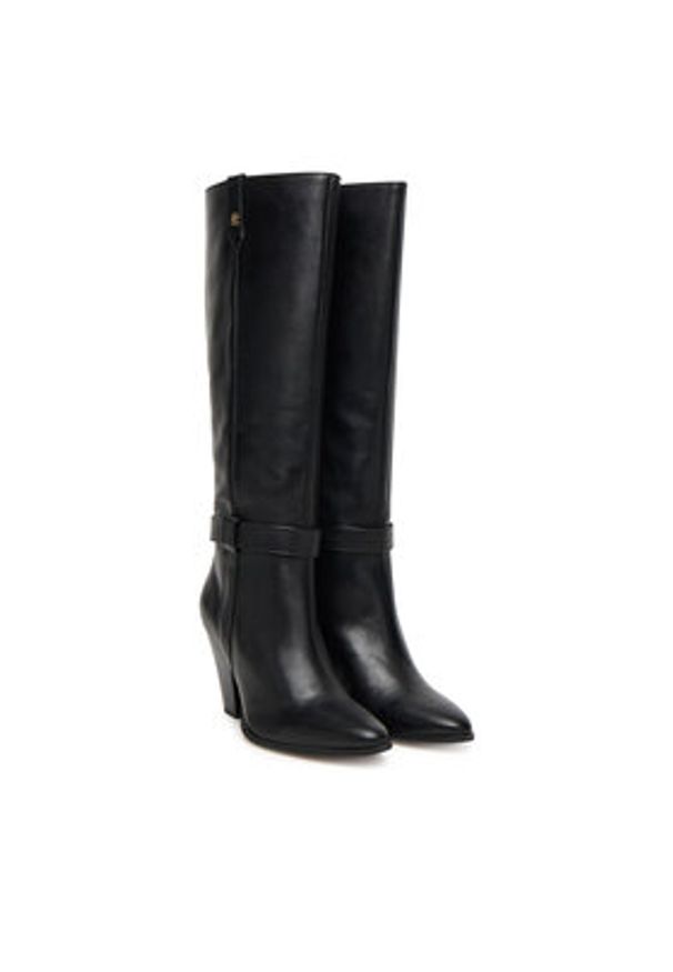 TOMMY HILFIGER - Tommy Hilfiger Kozaki T-Strap Pointy FW0FW08982 Czarny. Kolor: czarny. Materiał: skóra