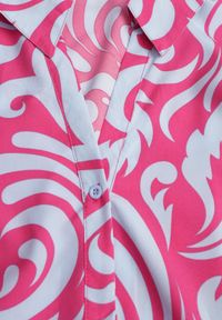 Born2be - Fuksjowo-Niebieska Koszulowa Sukienka Maxi z Materiałowym Paskiem w Abstrakcyjne Wzory Terins. Kolor: różowy. Materiał: materiał. Typ sukienki: koszulowe. Długość: maxi #7