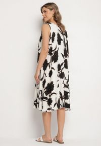 Born2be - Czarna Sukienka z Wiskozy z Wzorem w Kwiaty Bez Rękawów Orrulene. Okazja: na co dzień. Kolor: czarny. Materiał: wiskoza. Długość rękawa: bez rękawów. Wzór: kwiaty. Sezon: wiosna, lato. Styl: casual, klasyczny #4