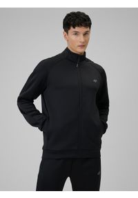 4f - 4F Bluza treningowa regular bez kaptura męska - czarna S. Typ kołnierza: bez kaptura. Kolor: czarny. Długość rękawa: raglanowy rękaw. Styl: sportowy #1