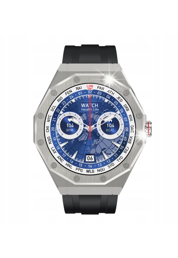 KIANO - Smartwatch Kiano Smartwatch Kiano Watch Elegance Wodoodporny AMOLED 1.45 Black srebrny. Rodzaj zegarka: smartwatch. Kolor: srebrny