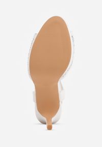 Renee - Białe Transparentne Sandały VICES na Szpilce z Cyrkoniami Alumere. Zapięcie: sprzączka. Kolor: biały. Materiał: satyna. Wzór: aplikacja. Obcas: na szpilce. Styl: elegancki #6